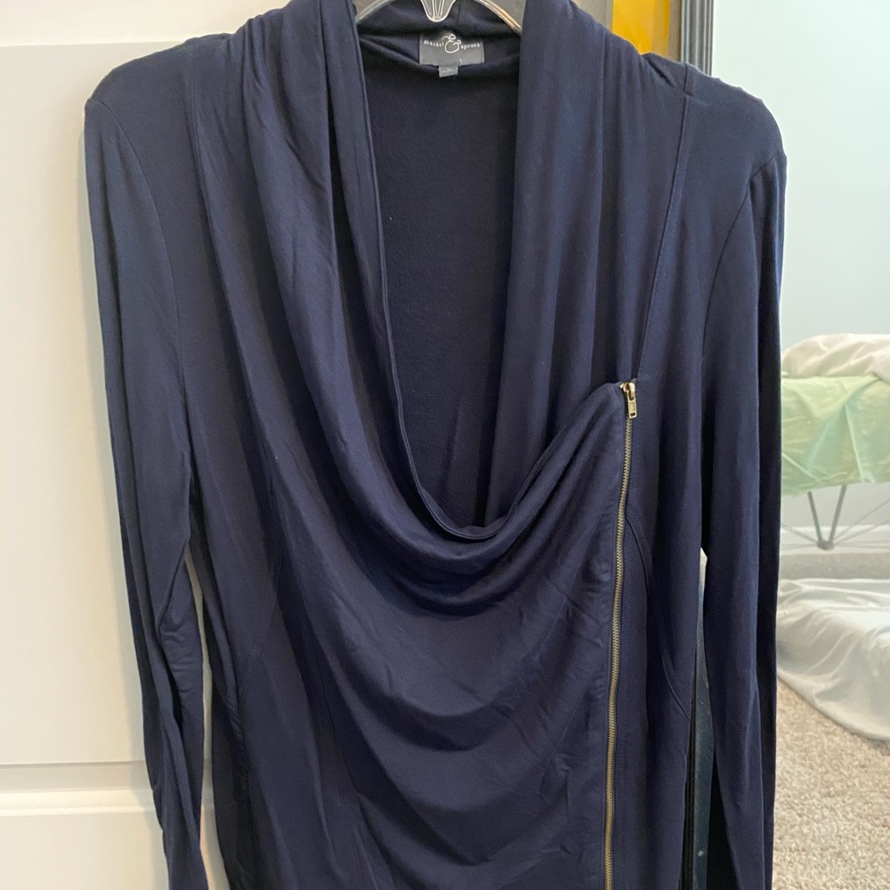 Navy Zip Cardigan